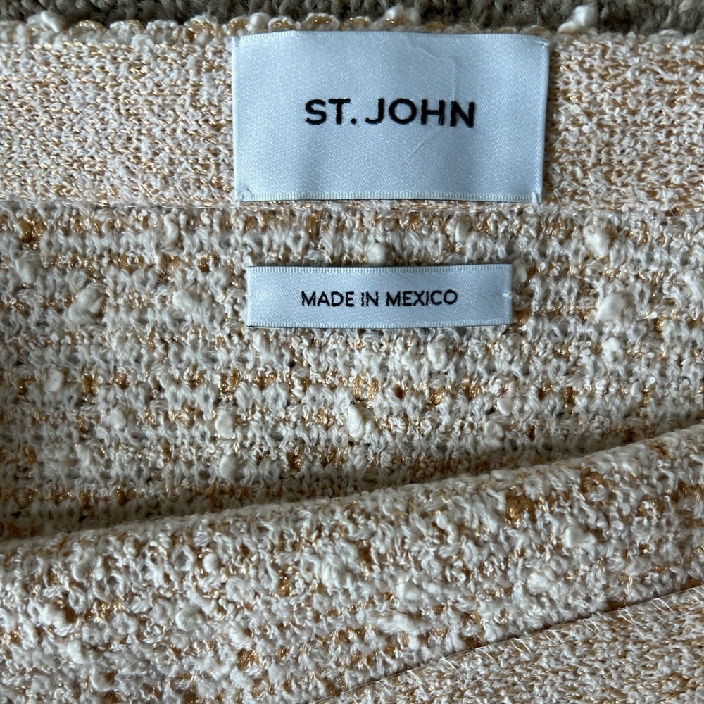 St John Ivory Bouclé Knit Mini Skirt Size 8 - Picture 6 of 9